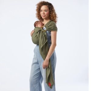 Sakura Bloom linen ring sling, olive green